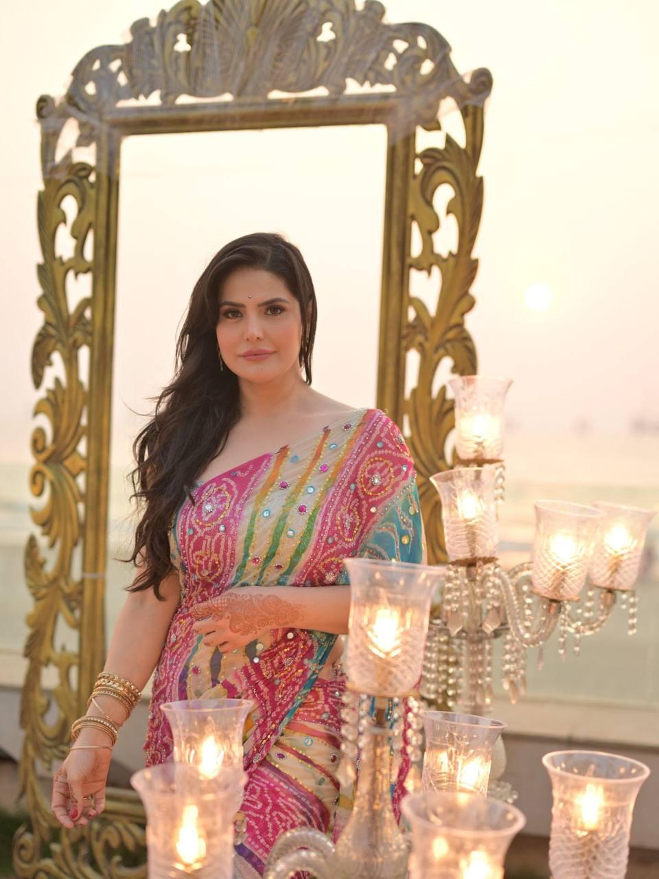 Soft Tabby Floral Sparrow Print Lehenga Choli | Handwork Cutdana Indian Wedding Festive Wear