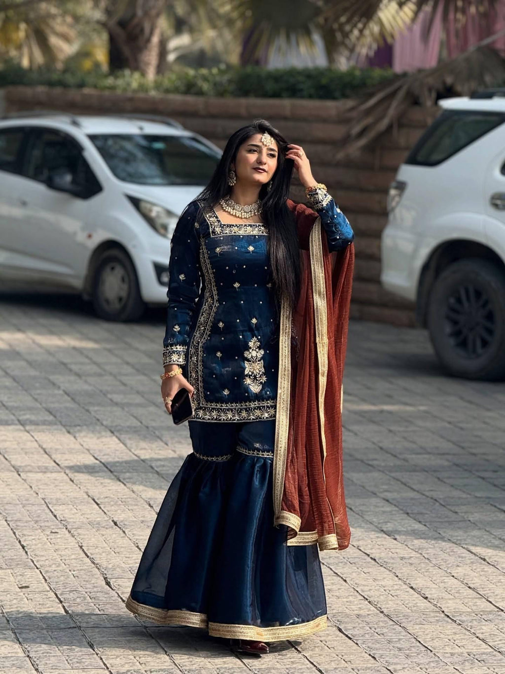 Embroidered Jimmy Choo Palazzo Suit Set, Sequins Work Kurta, Festive Party Wear Outfit
