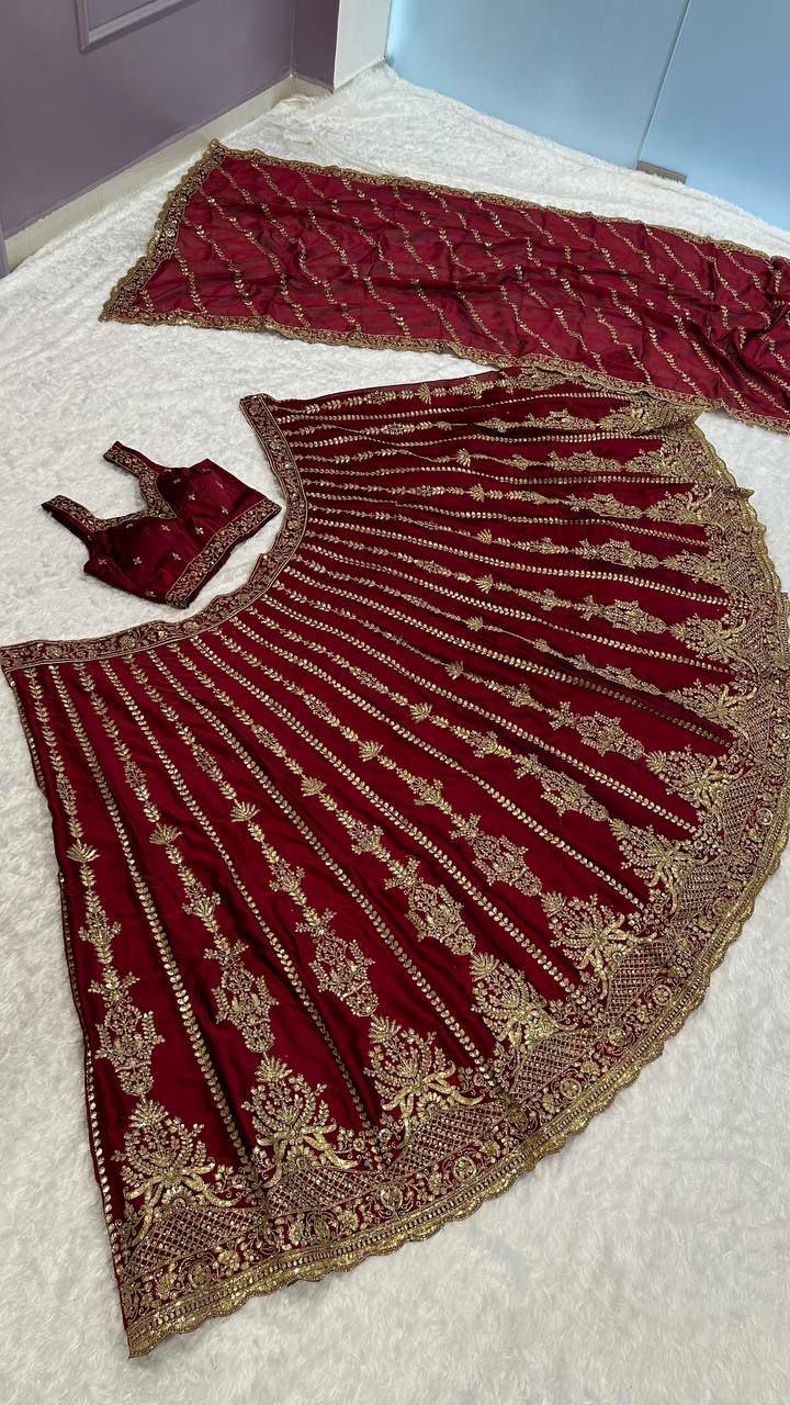 Kasturi Silk Lehenga Choli Set | Zari Dori Sequin Embroidered Festive Wear