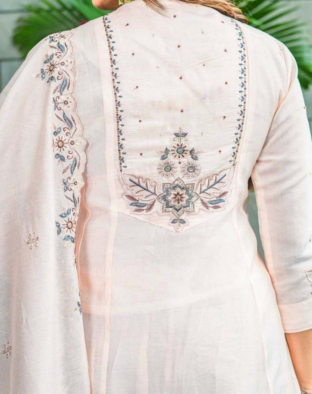 Embroidered Muslin Cotton Kurta Set with Dupatta, Flared Indian Ethnic Wear