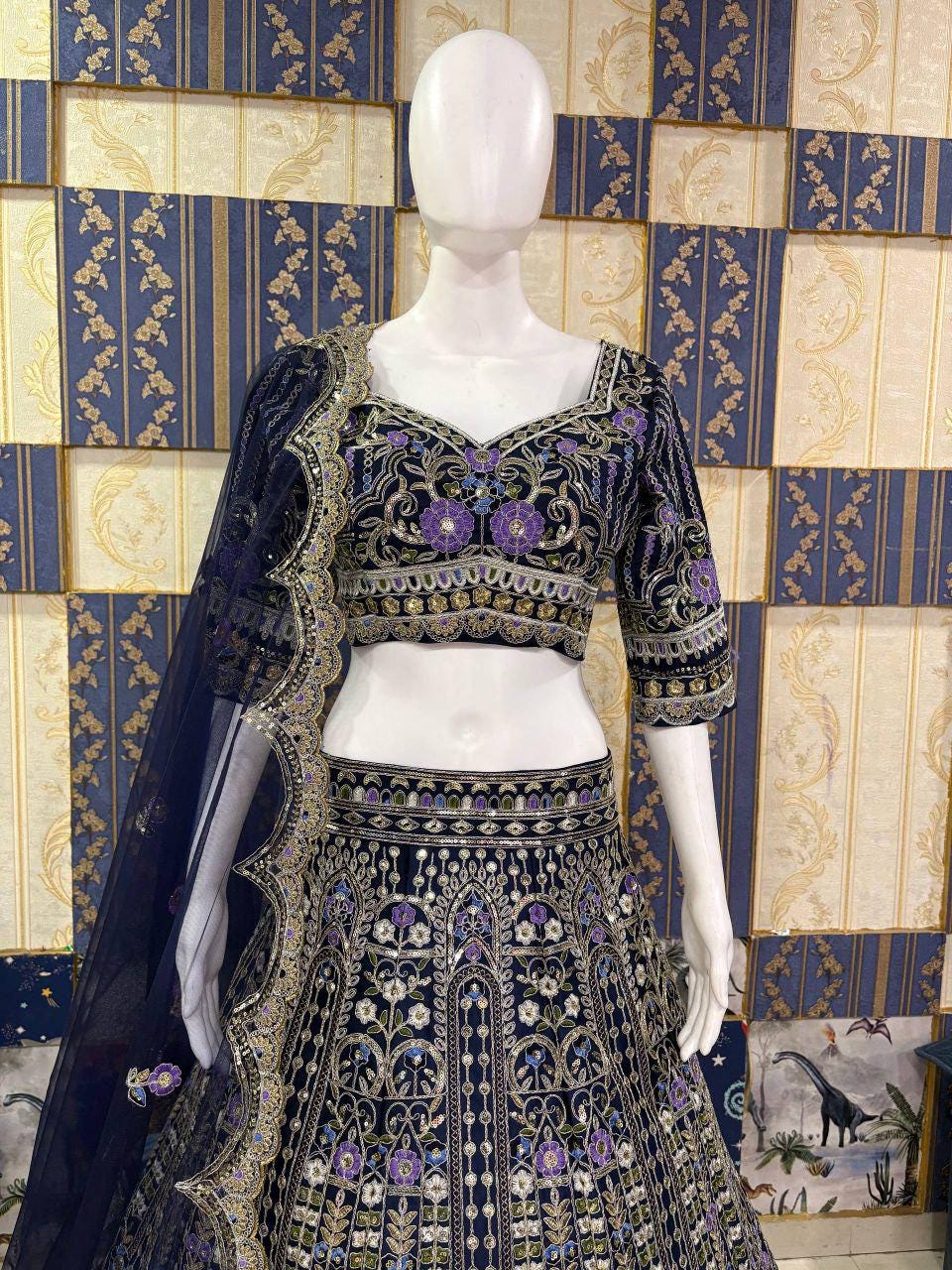 Mono Satin Silk Lehenga Choli, Butterfly Net Dupatta, Sequins Cut Work, Wedding Party Wear