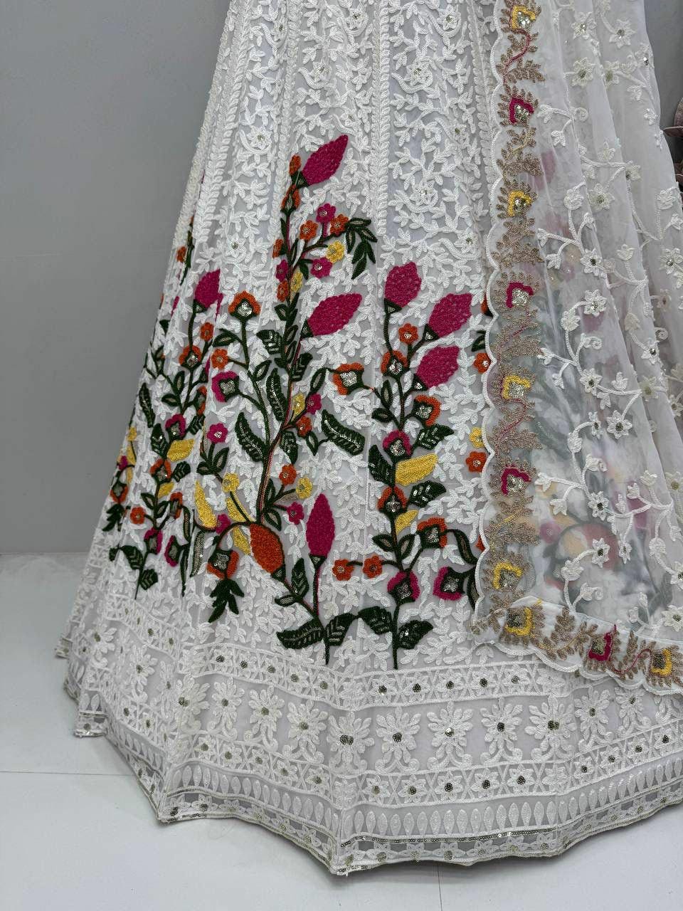 Heavy Sequin Embroidered Lehenga Choli Set, Bridal Wedding Wear (Semi-Stitched)