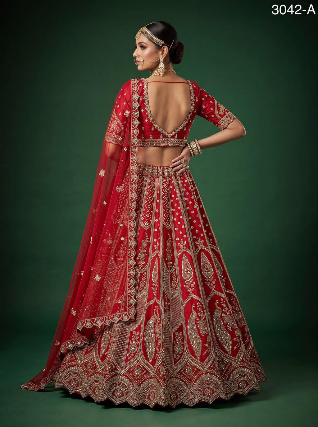 Luxury Slub Silk Bridal Lehenga Choli Set | Hand Bead Crystal Embroidery, Zari, Sequins Dupatta