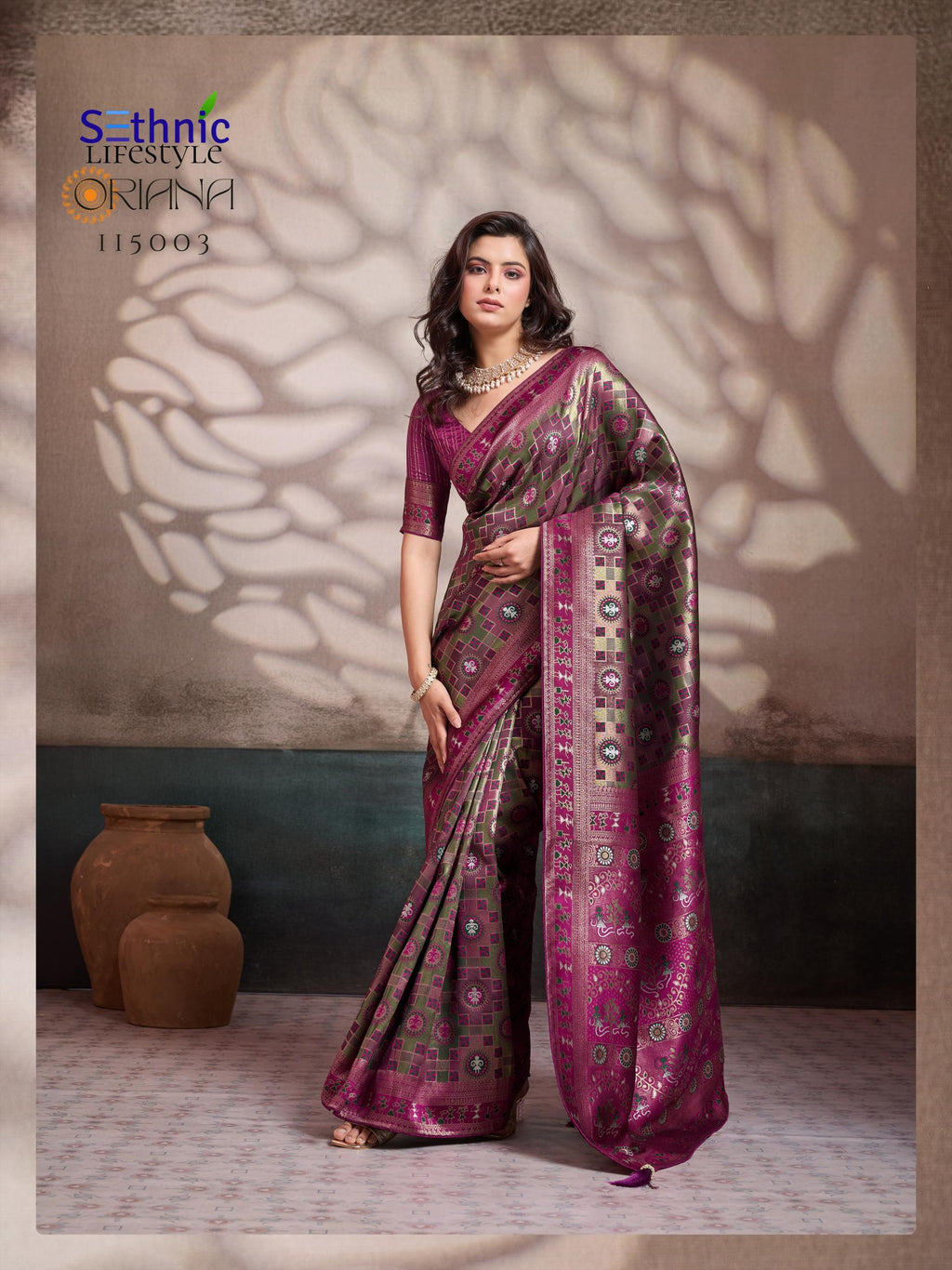 Soft Silk Meenakari Saree, Rich Zari Pallu, Konark Mandala Design, Indian Wedding Saree