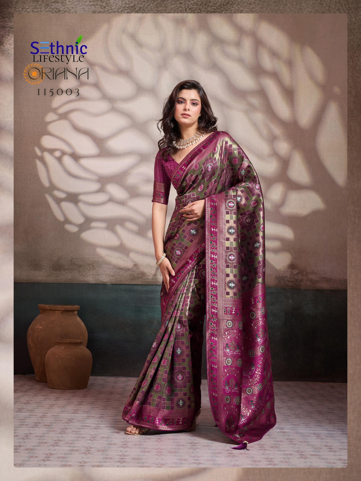 Soft Silk Meenakari Saree, Rich Zari Pallu, Konark Mandala Design, Indian Wedding Saree