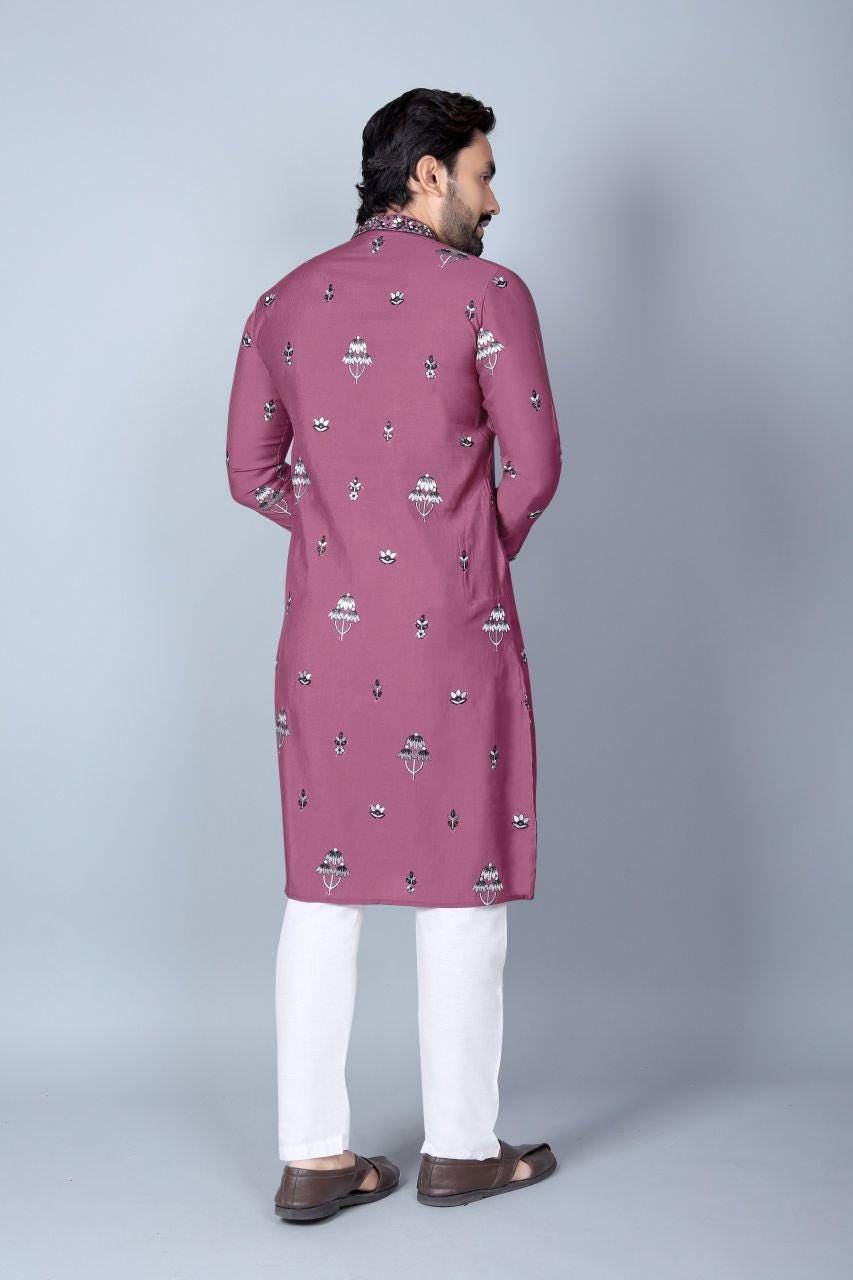 Men's Chanderi Silk Kurta Pajama Set | Festive Indian Ethnic Wear, Cotton Pajama