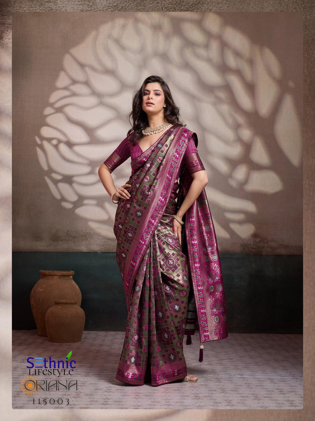 Soft Silk Meenakari Saree, Rich Zari Pallu, Konark Mandala Design, Indian Wedding Saree