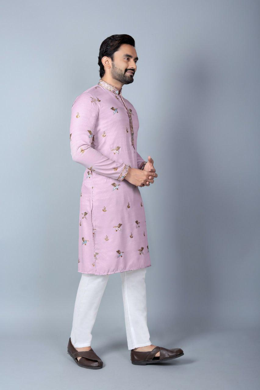 Men's Heavy Khadi Silk Kurta Pajama Set, Traditional Ethnic Festive Wear