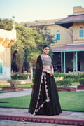 Aurum Georgette Lehenga Choli | Thread Sequins Embroidery, 5 Meter Flare, Floral Dupatta