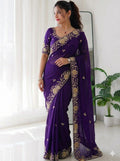 Rangoli Silk Embroidered Saree, Cutwork Border, Mono Banglory Silk Blouse, Festive Wear
