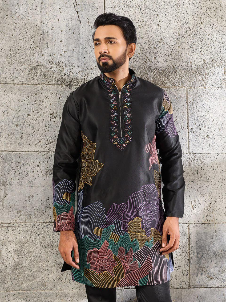 Men's Silk Kurta Pant Set | Thread Sequin Embroidery, Festive Ethnic Wear