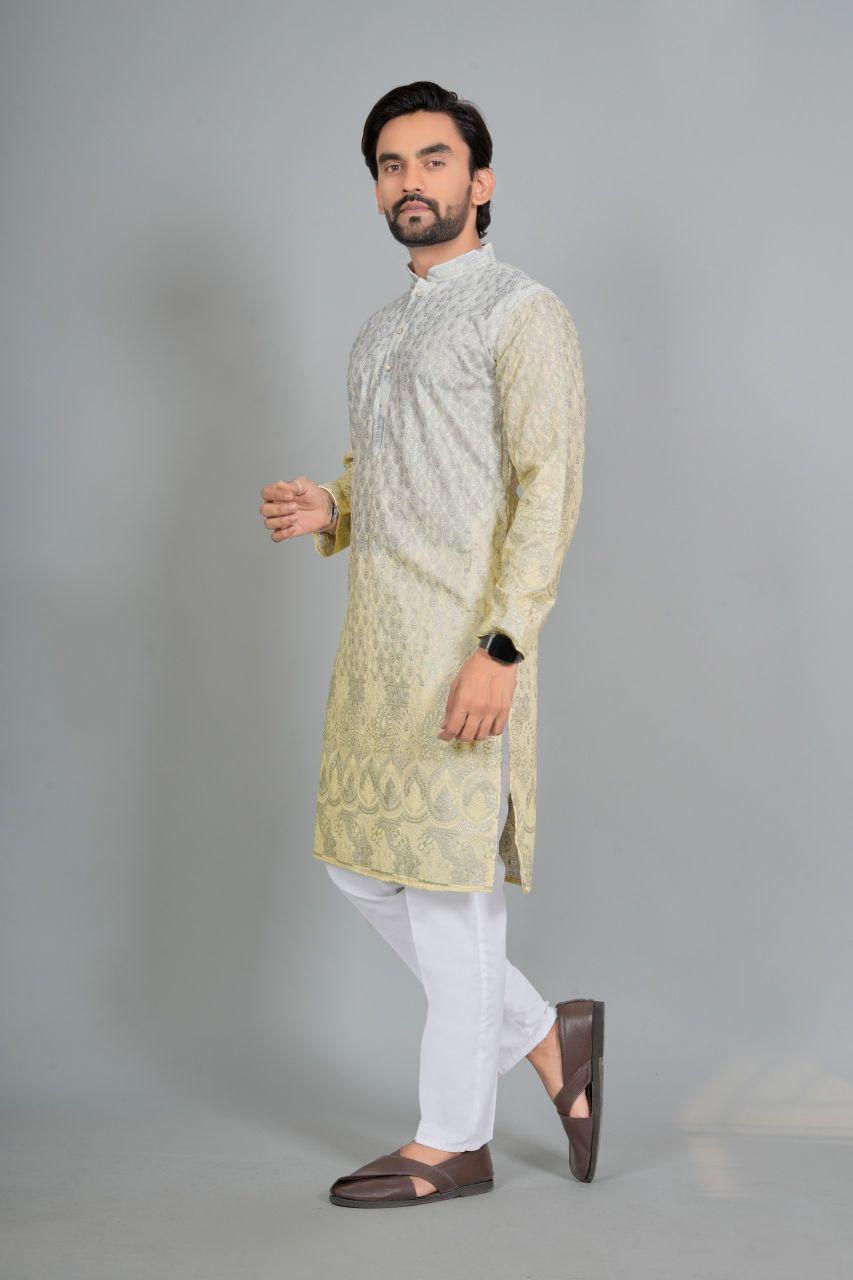 Men's Roman Silk Kurta Pajama Set with Embroidered Koti, Festive Ethnic Wear