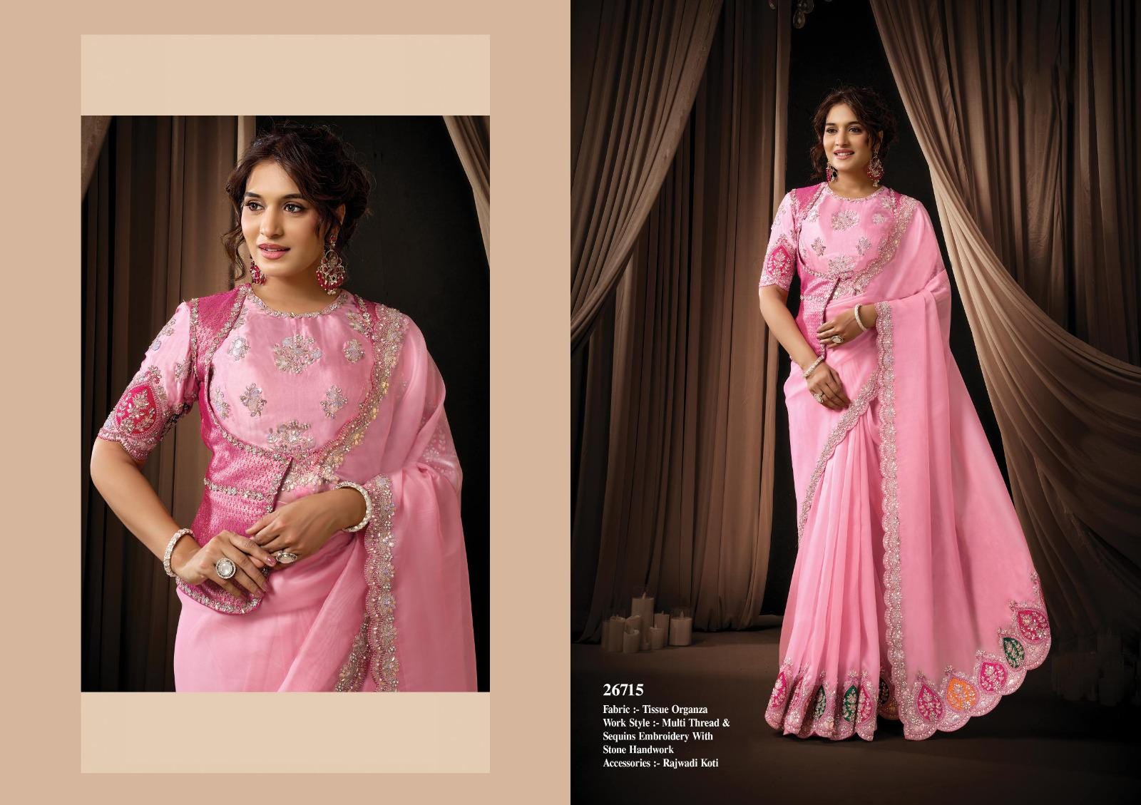 Designer Silk Saree, Embroidery Sequin Work, Jacquard Party Wear, Festive Wedding Blouse