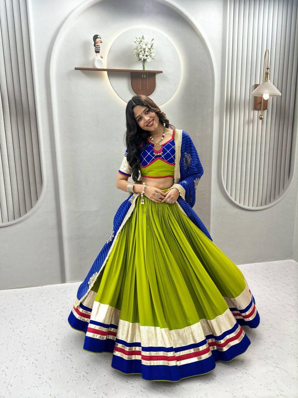Pure Cotton Lehenga Choli Set | Heavy Ribbon Work, Lampi Lace, 6 Meter Flair