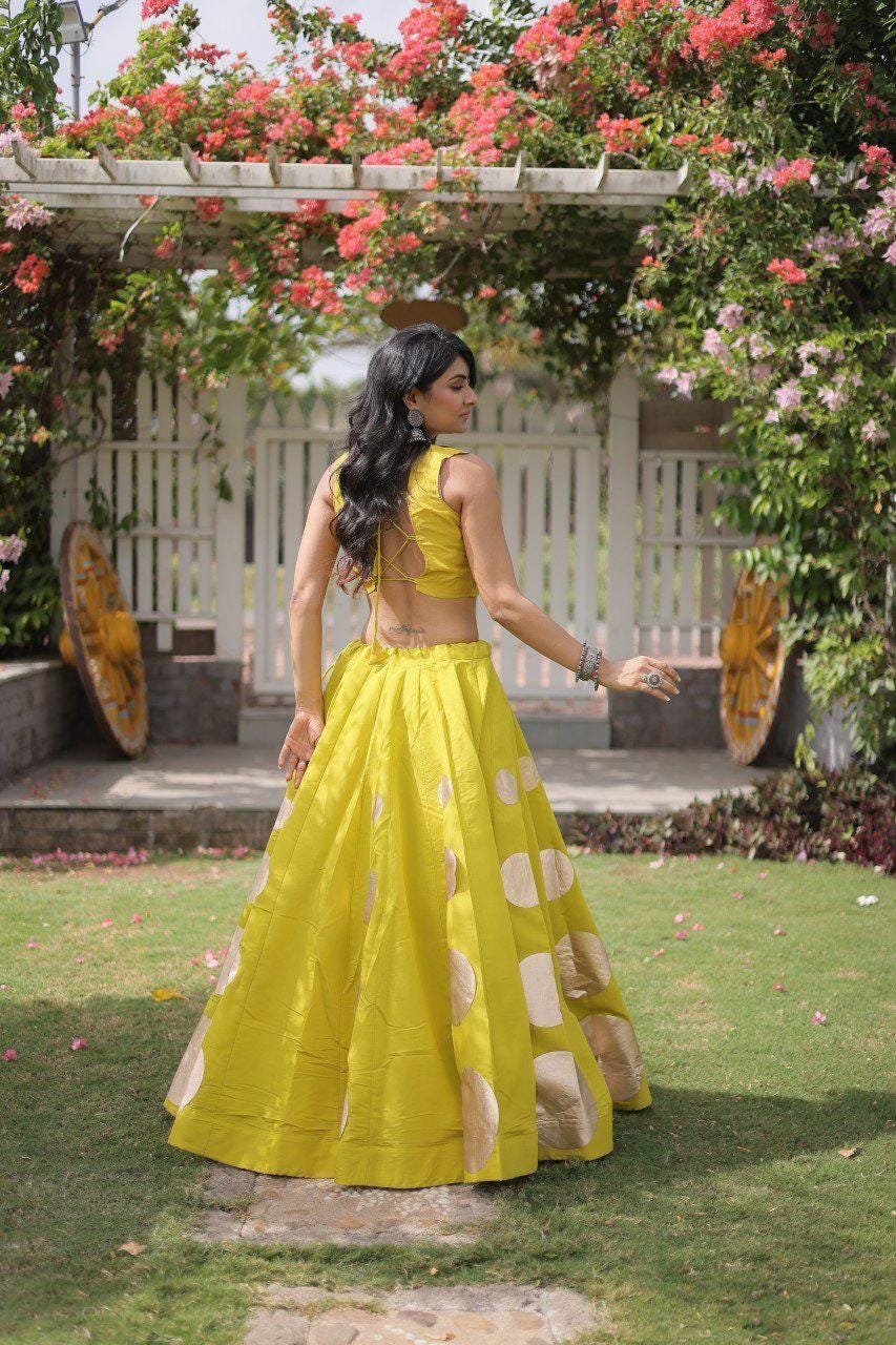 Roman Silk Lehenga Choli Set | Gota Work, Mirror Lace Blouse, Festive Wear