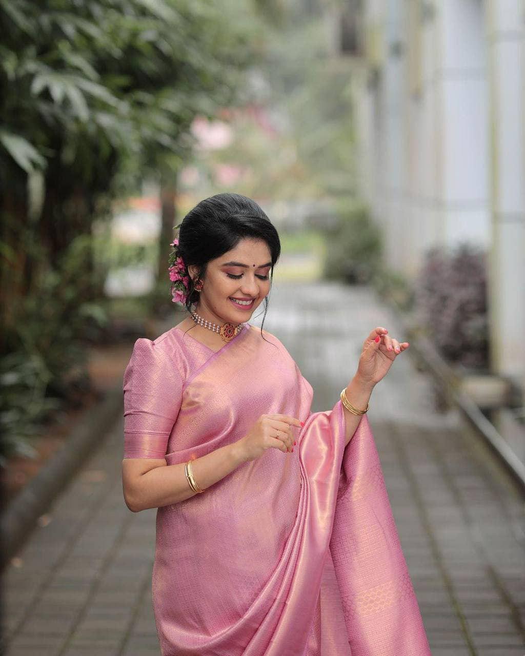 Banarasi Soft Silk Saree, Jacquard Border Blouse, Traditional Festive Wear