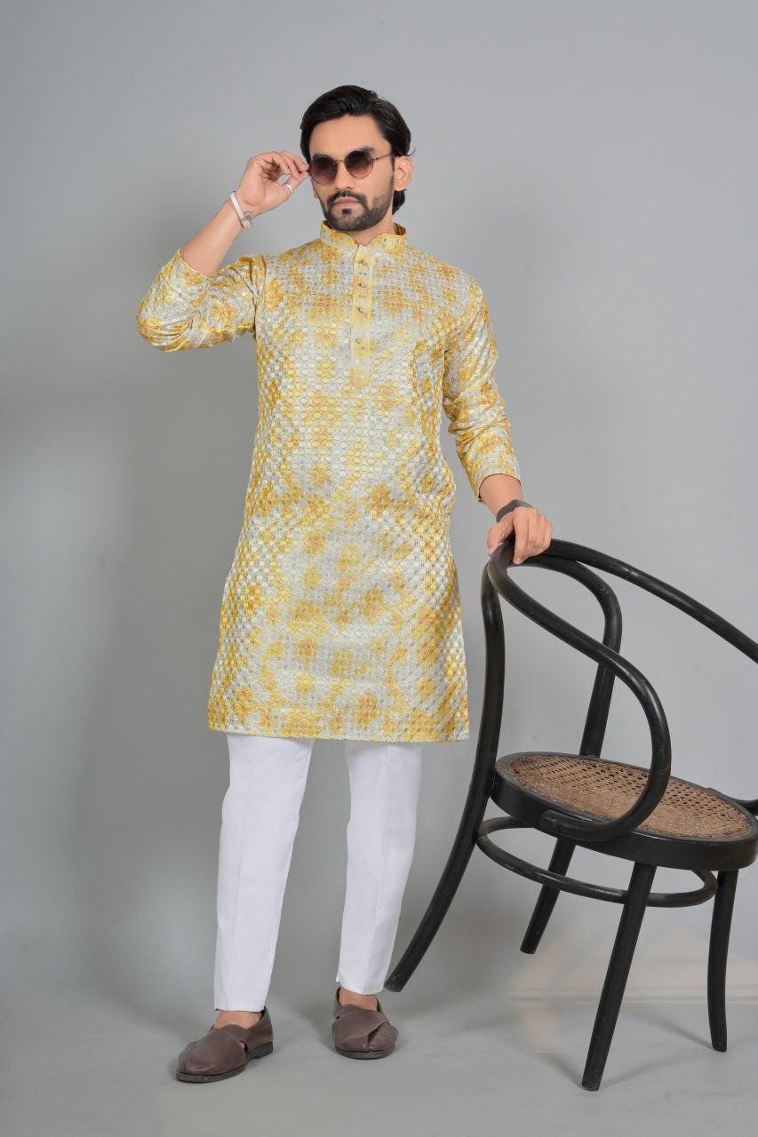 Men's Rayon Digital Print Kurta Pajama Set | Traditional Indian Ethnic Wear