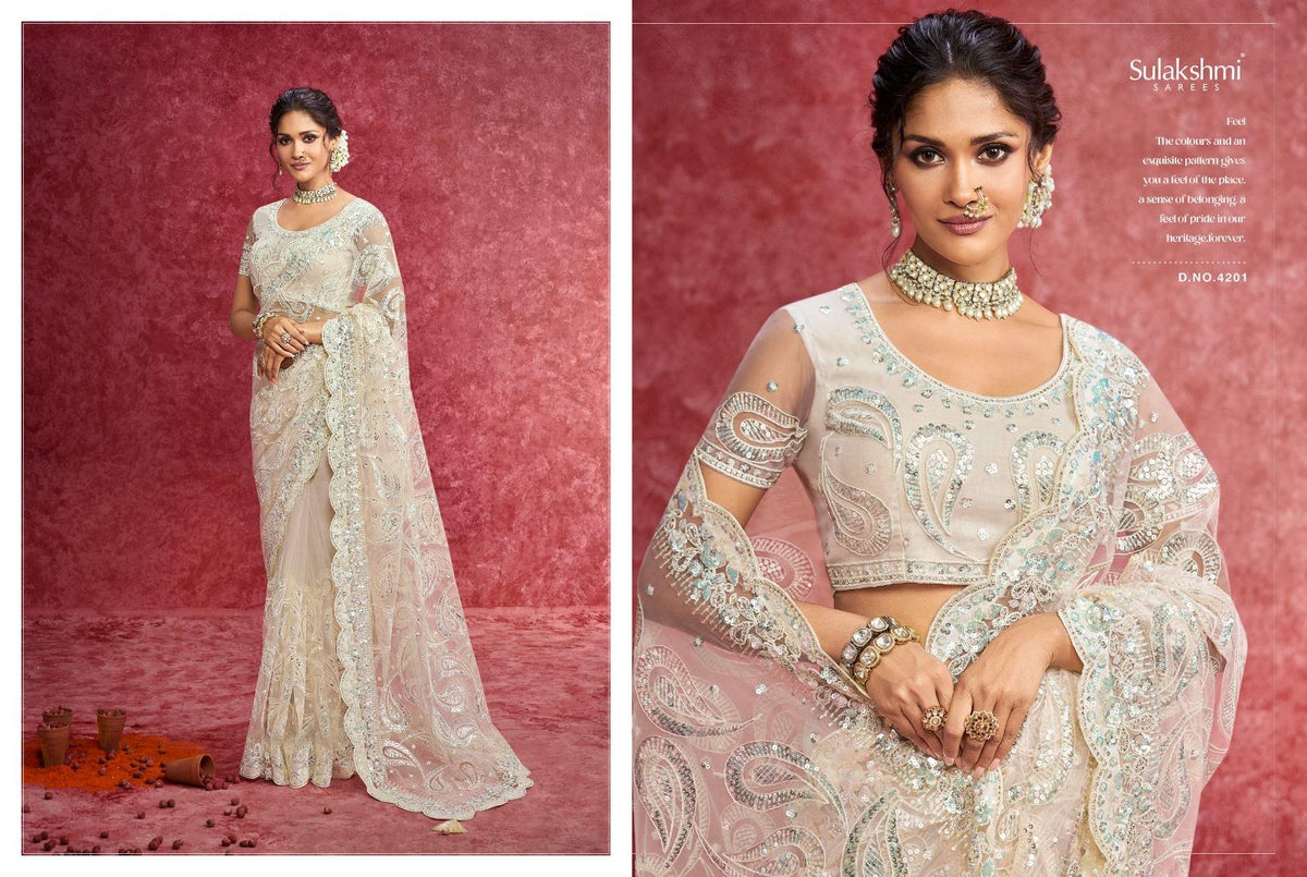 Designer Silk Saree, Embroidery Sequin Work, Jacquard Party Wear, Festive Wedding Blouse