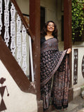 Soft Satin Silk Ajrakh Print Saree with Real Mirror Work | Festive Indian Wedding Wear