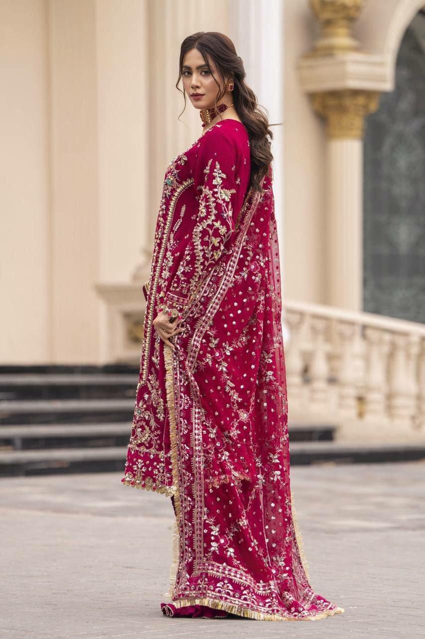 Embroidered Faux Georgette Kurta Palazzo Set with Sequins, Beads Work Ethnic Wear