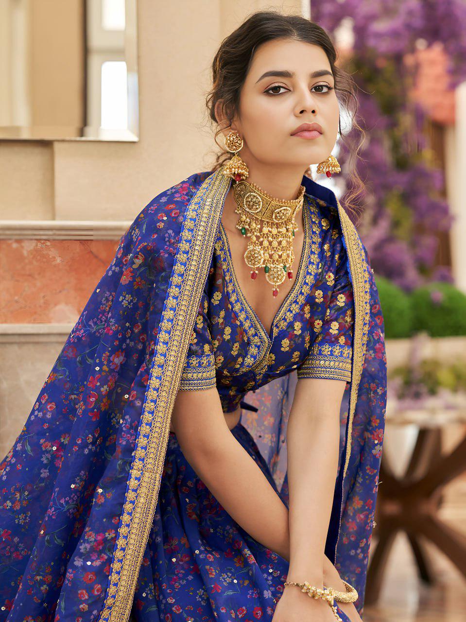 Teal Velvet Lehenga Choli, Zari Sequins Embroidery, Baby Pink Net Dupatta, Wedding Reception Wear