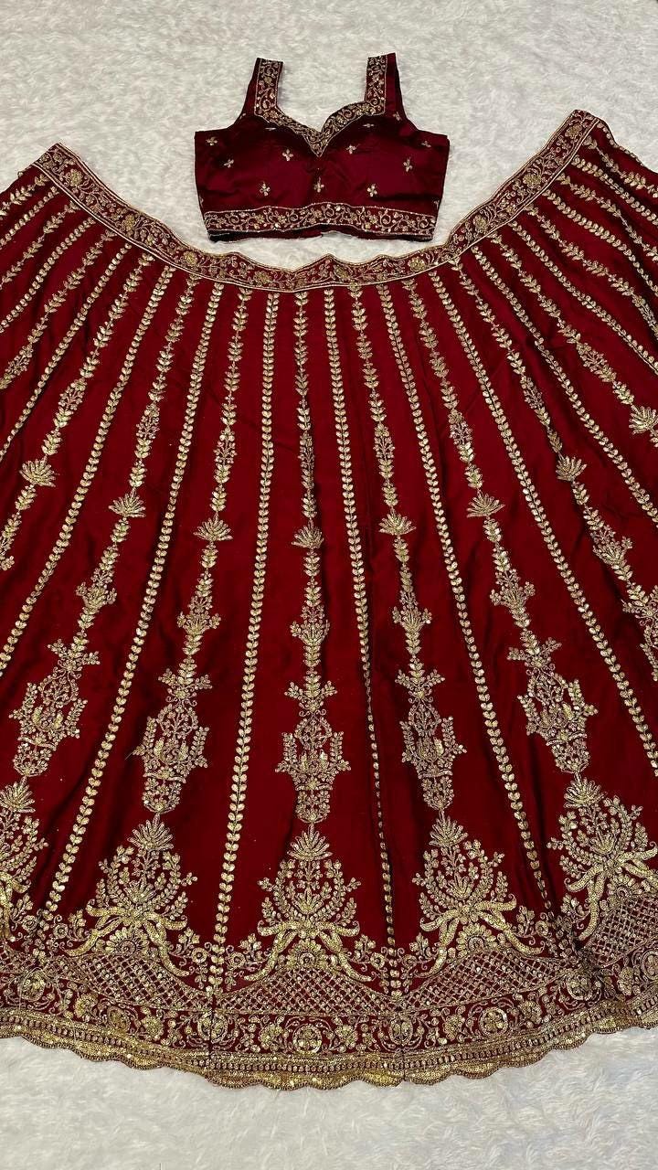Kasturi Silk Lehenga Choli Set | Zari Dori Sequin Embroidered Festive Wear