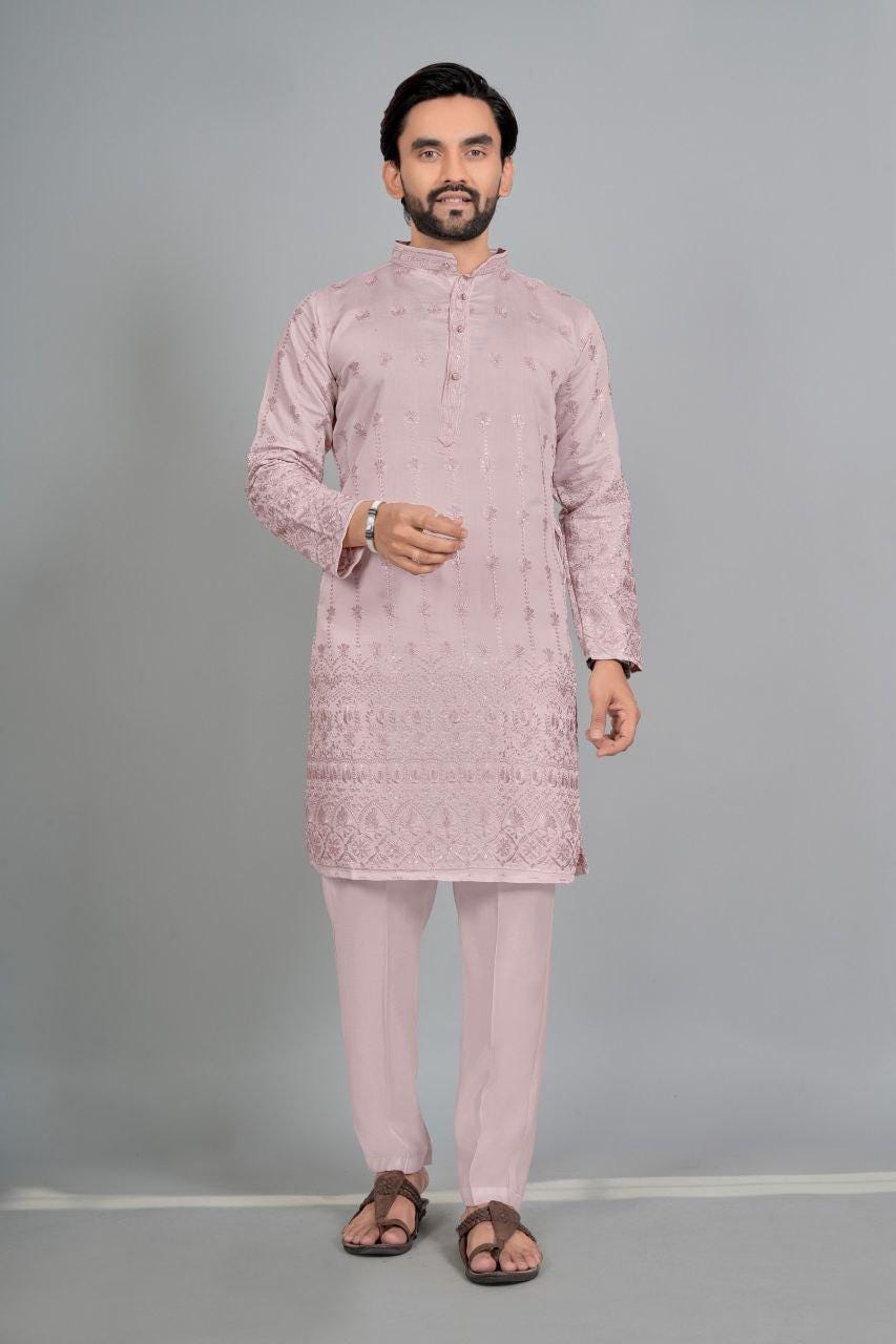 Men's Cotton Silk Kurta Pajama Set | Traditional Indian Ethnic Wear, Festive Outfit