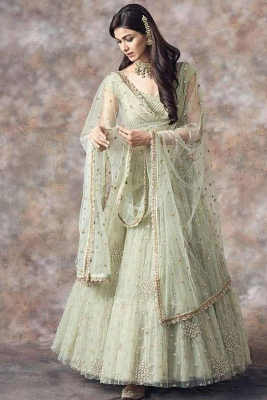 Soft Net Lehenga Choli Set | Zari Sequin Embroidery, 4.5 Meter Flare, Indian Wedding Wear