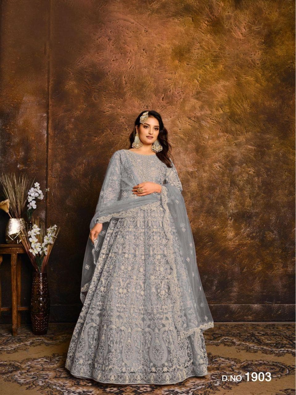Pakistani Style Salwar Kameez Suit | Women's Net with Coding Embroidery, Dupatta