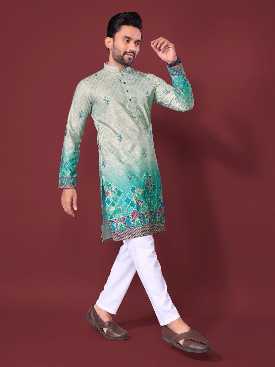 Men's Cotton Rayon Kurta Pajama Set | Traditional Indian Festive Wear