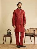 Art Silk Kurta Koti Set | Real Mirror Multi Thread Embroidery Wedding Outfit