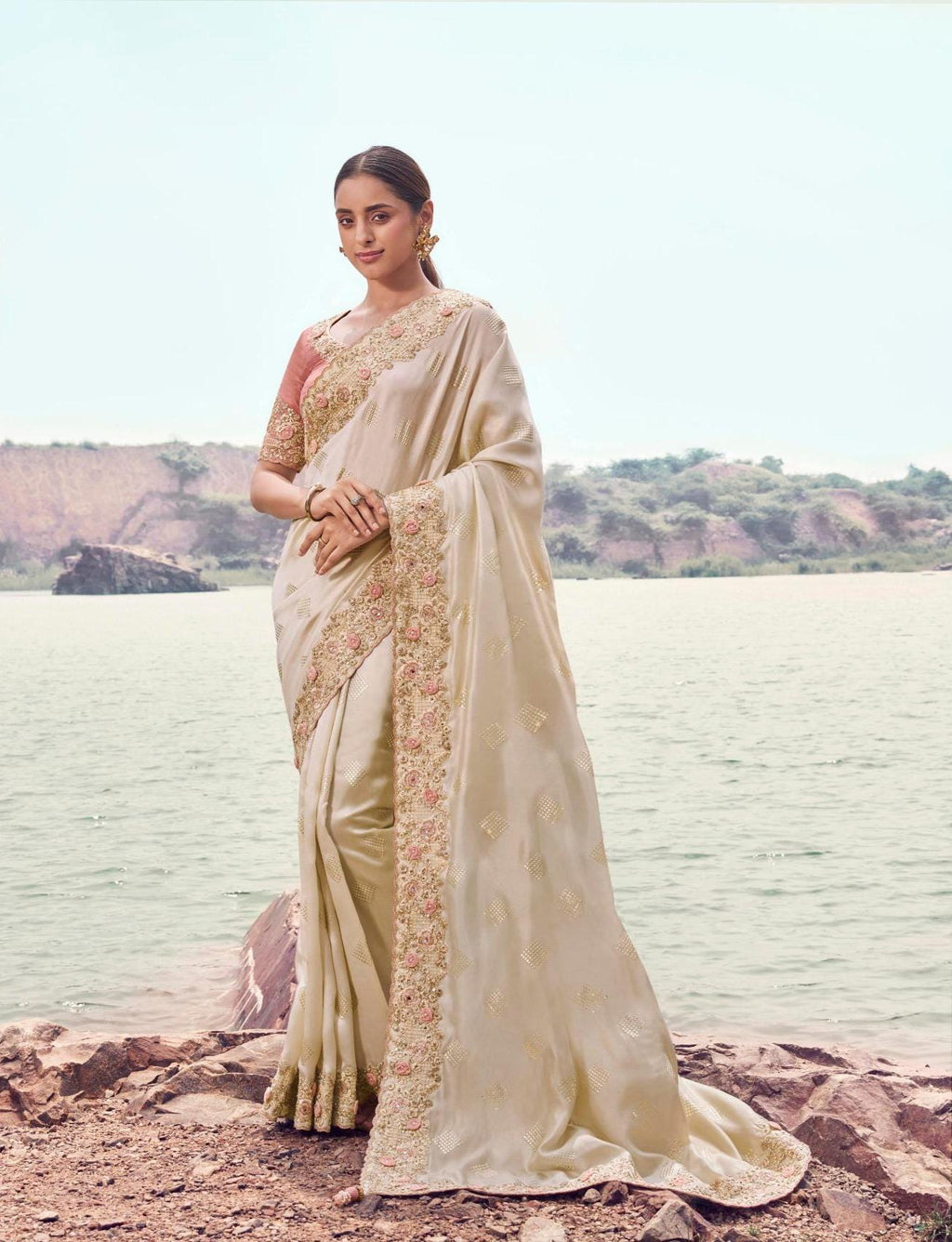 Pure/Tissue Silk Saree with Jacquard Work | Matching Blouse Piece | Wedding Festive Party Wea