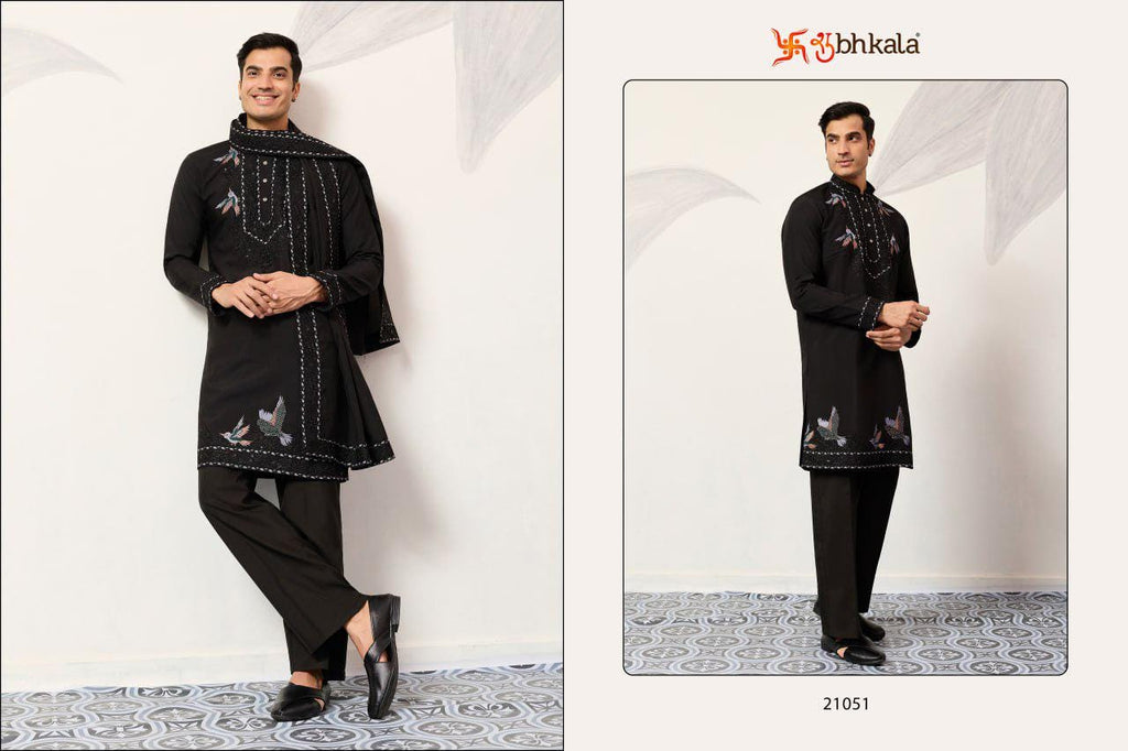 Men's Viscose Silk Kurta Set with Dupatta and Pant, Festive Ethnic Wear