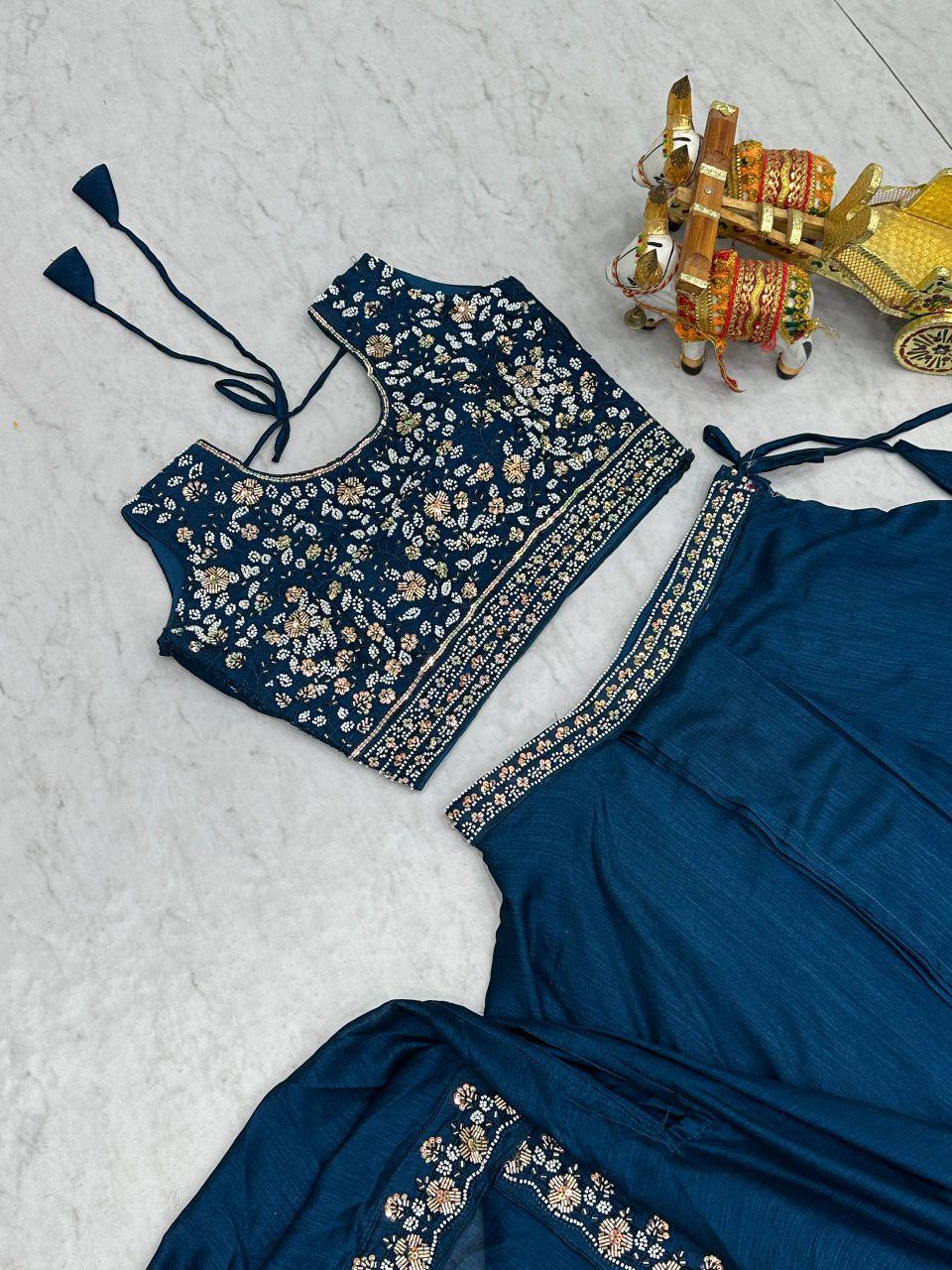 Royal Pure Vichitra Silk Lehenga Set