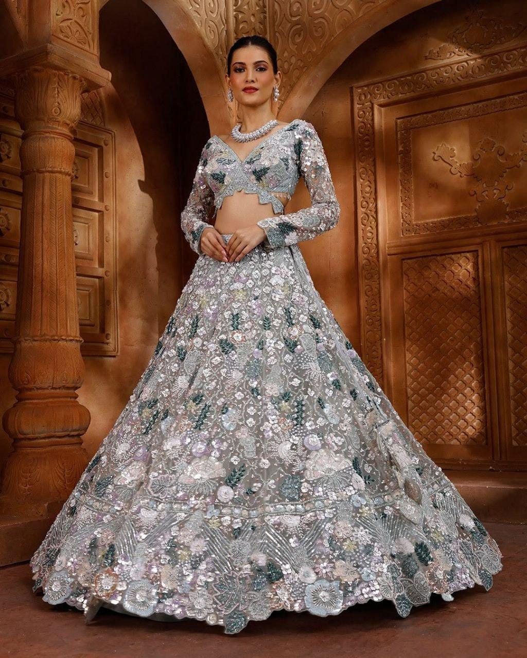 Butterfly Soft Net Lehenga Choli | Heavy Sequin Dori Embroidery Wedding Outfit