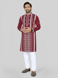 Men's Silk Kurta Pajama Set | Embroidered Silver Sequin Work, Festive Wear