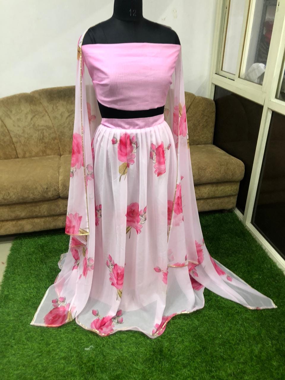 Elegant Georgette Digital Print Lehenga Choli Set