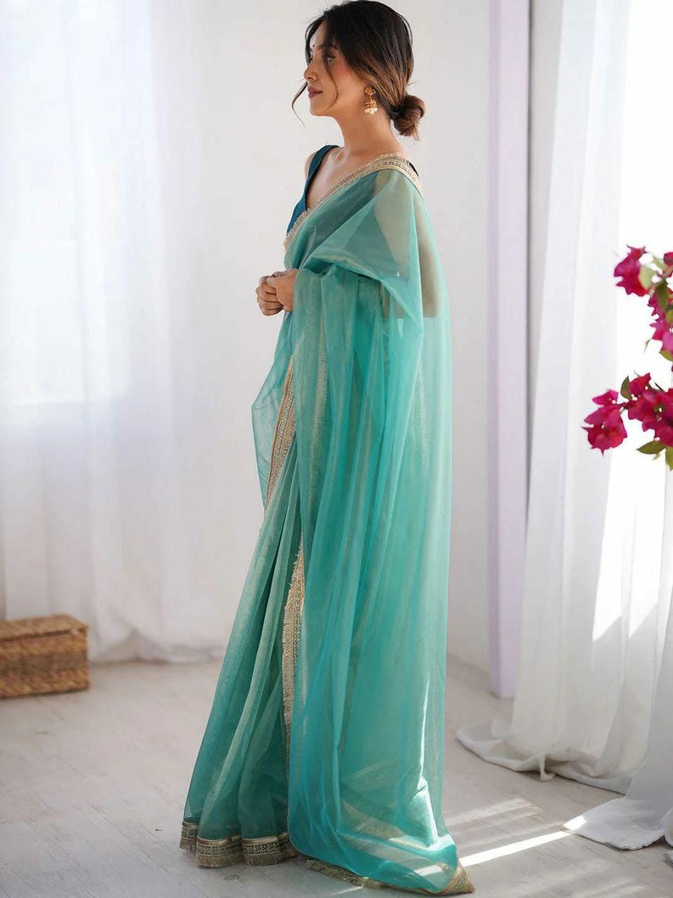 Twill Net Saree, Fancy Lace Border, Mono Banglori Blouse, Party Wear Elegance