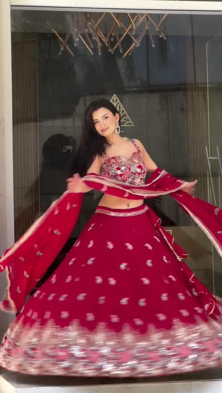 Designer Faux Georgette Lehenga Choli | Thread Coding Dori Work Indian Wedding Wear