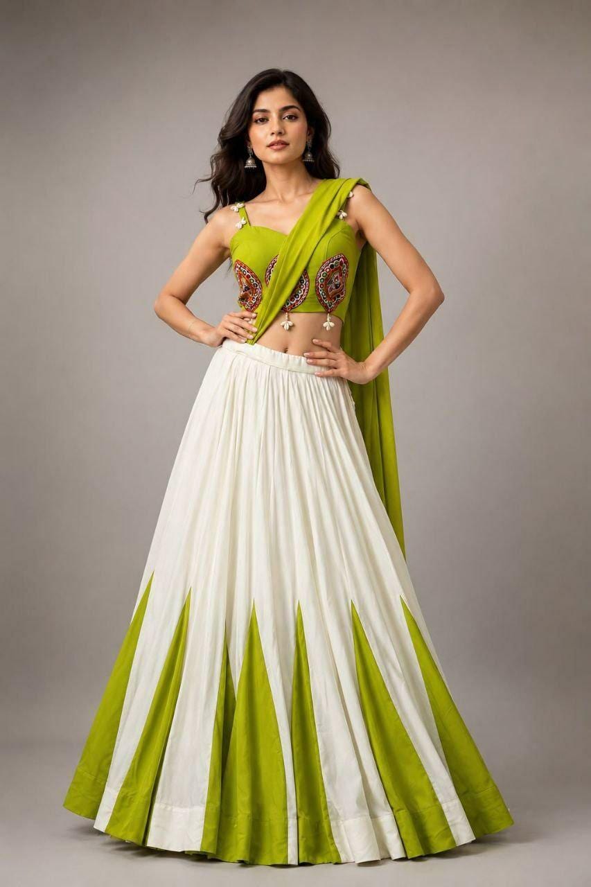 Pure Cotton Lehenga Choli Set | Real Mirror Work, 8 Meter Kali Flair, Georgette Dupatta