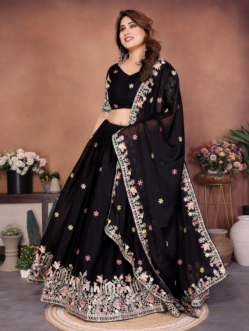 Embroidered Star Georgette Lehenga Choli Set | Indian Wedding Wear, Bridal Festive (3 Colours)