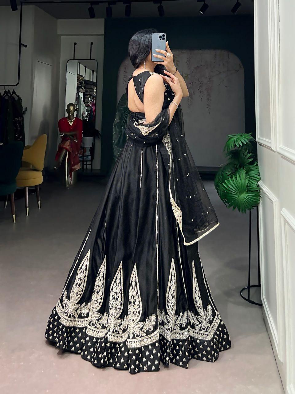 Naysha Silk Lehenga Choli Set | Thread Sequins Embroidery, 4 Meter Flair, Net Dupatta