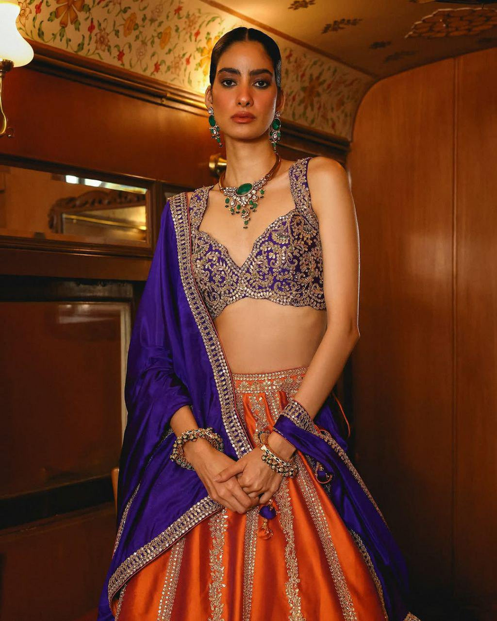 Two Tone Silk Lehenga Choli, Sequins Embroidery, Semi Stitched Designer Wedding Set