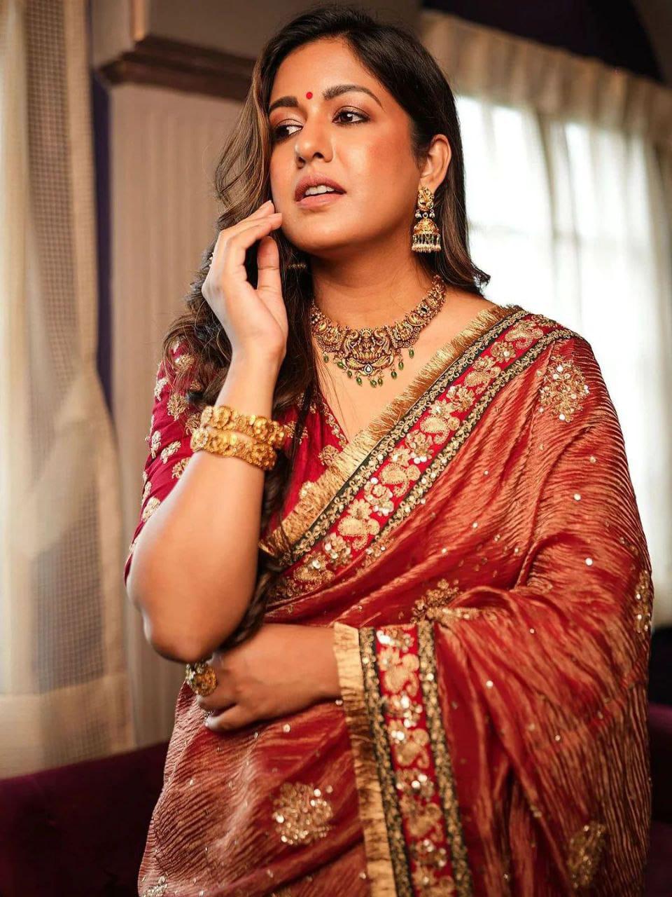 Heavy Soft Banarasi Crush Saree with Embroidery Work