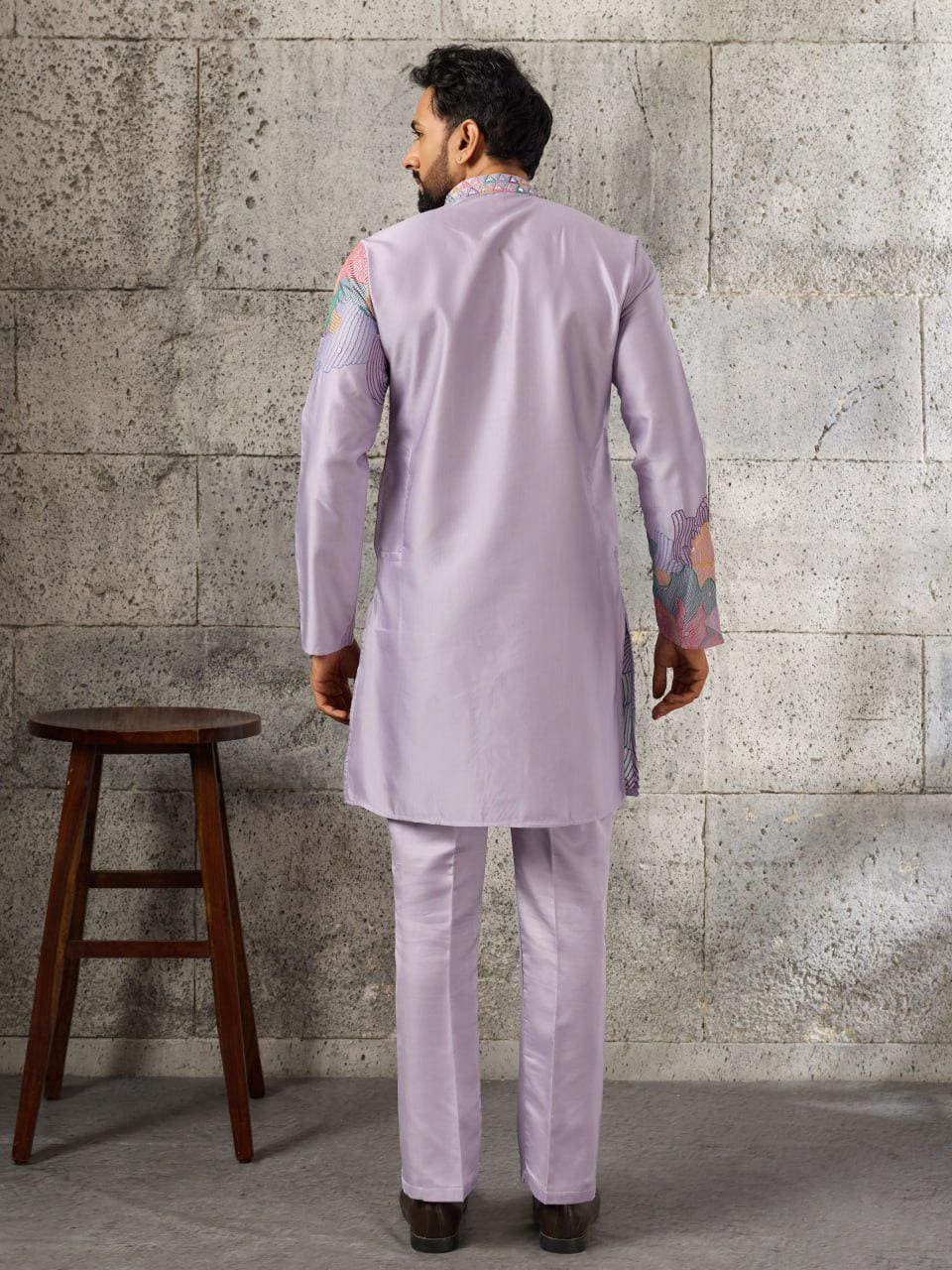 Silk Kurta Pant Set | Thread Sequin Embroidered Ethnic Wear