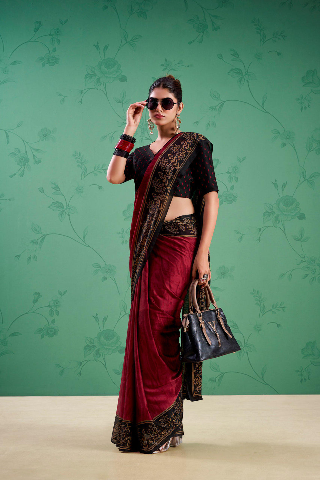 Rangoli Silk Printed Saree with Unstitched Blouse, Elegant Indian Traditional Wear