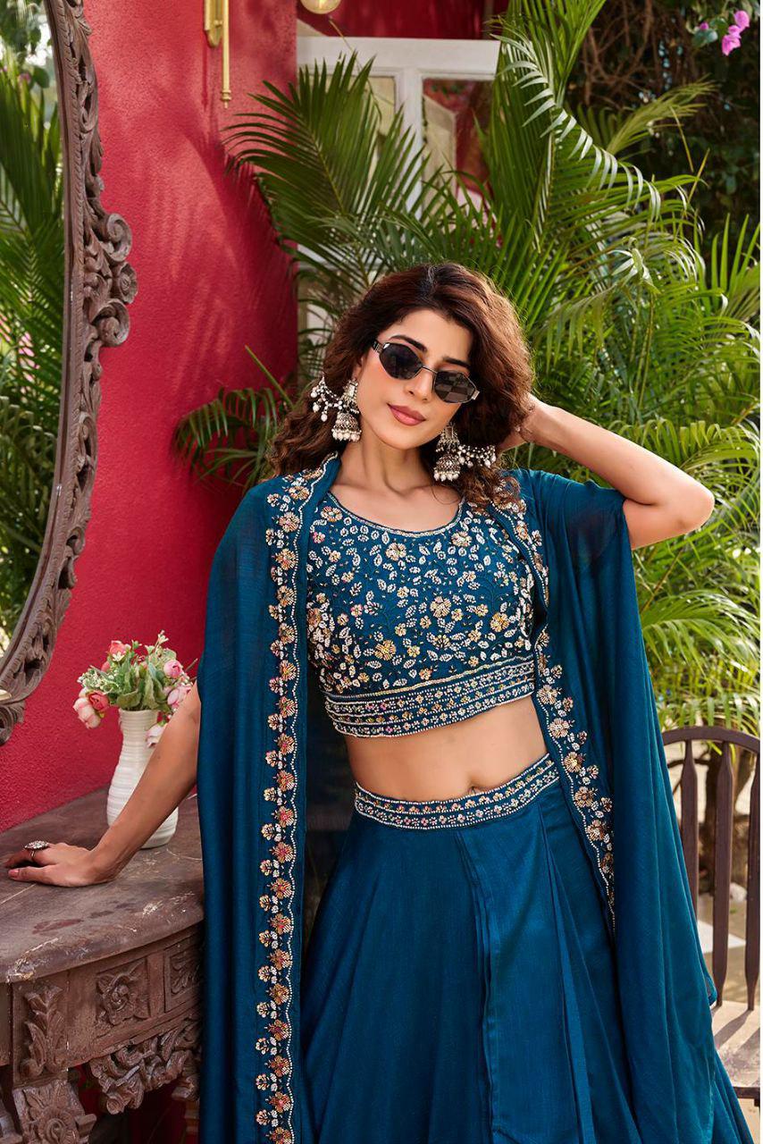 Royal Pure Vichitra Silk Lehenga Set