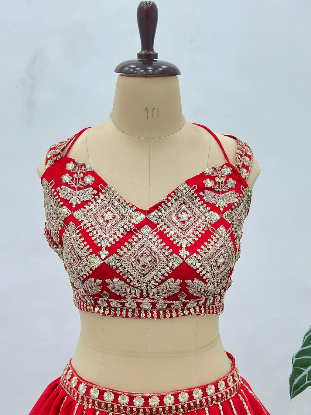 CxC Faux Georgette Lehenga Choli Set, Zari Sequin Embroidery, 3.5 Meter Flair (Semi Stitched)