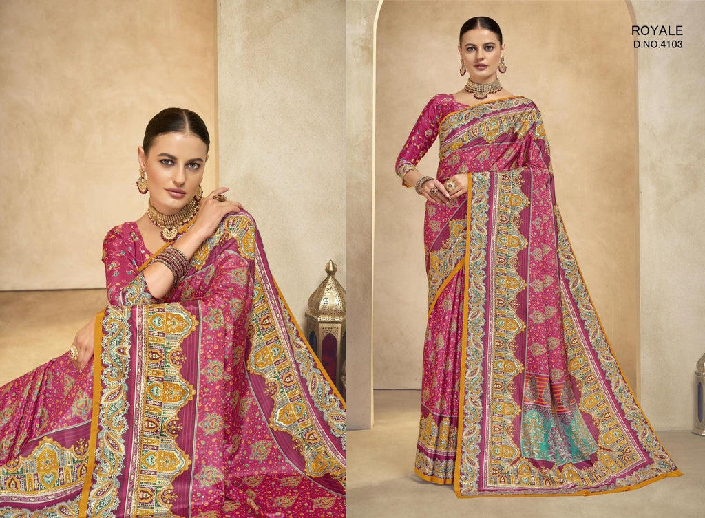Rajwadi Crepe Saree, Digital Foil Print, Royal Festival Wear Indian Saree