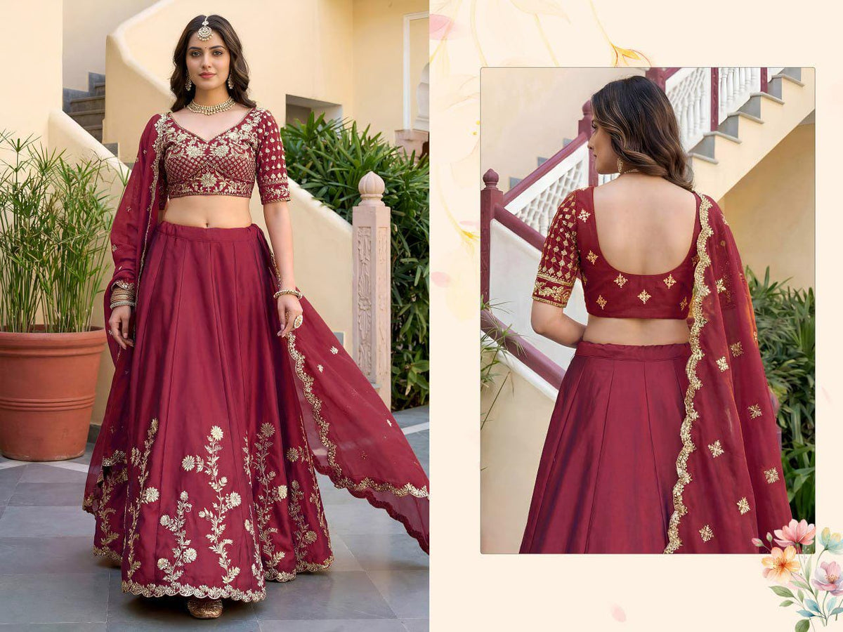 Rangoli Silk Lehenga Choli Set, Zari Dori Sequins Embroidery, Semi-Stitched Wedding Outfit
